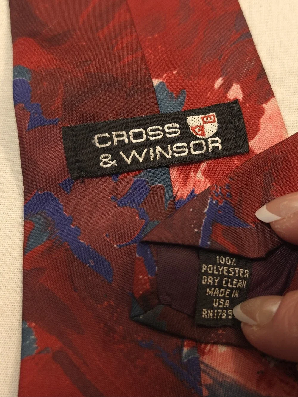 Men's Abstract Red & Blue Paint-Brush Tie